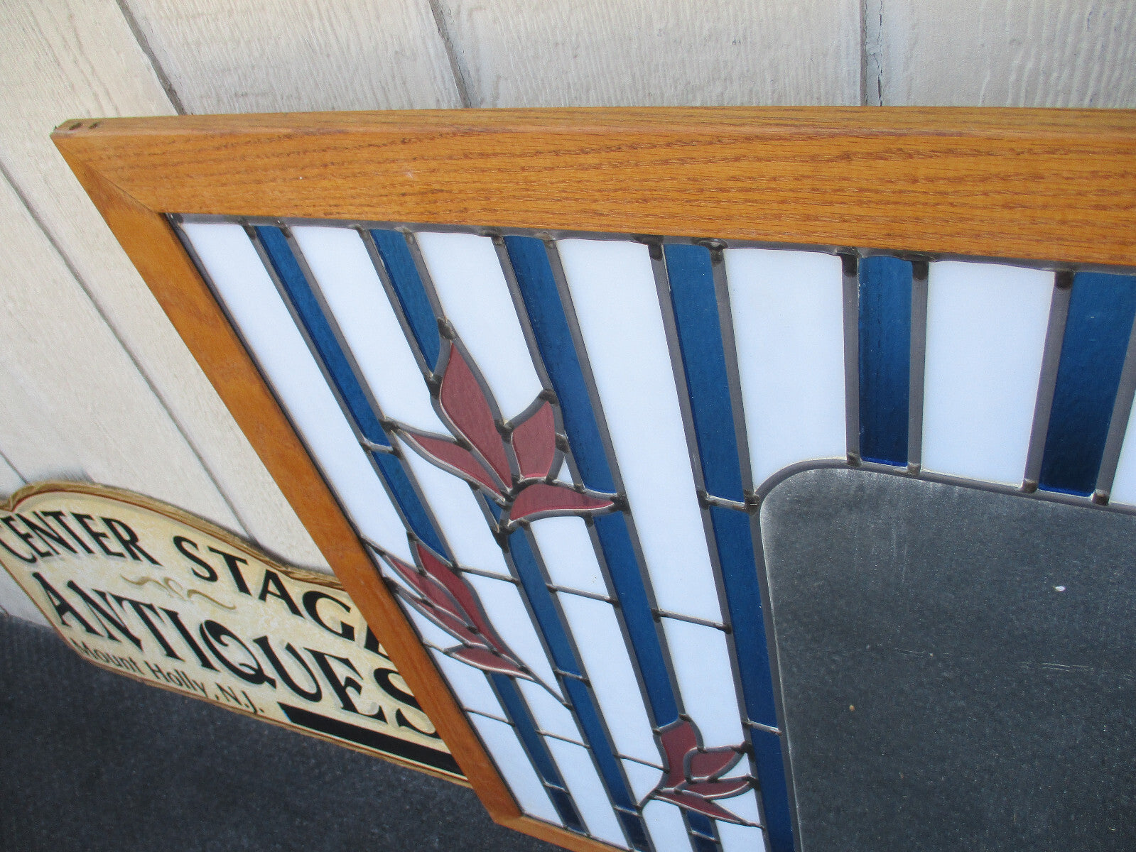 64355 Large Stain Glass Window with Mirror