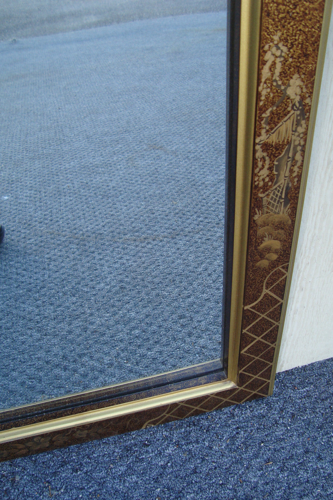 61891  Tall Oriental Decorator Wood Mirror