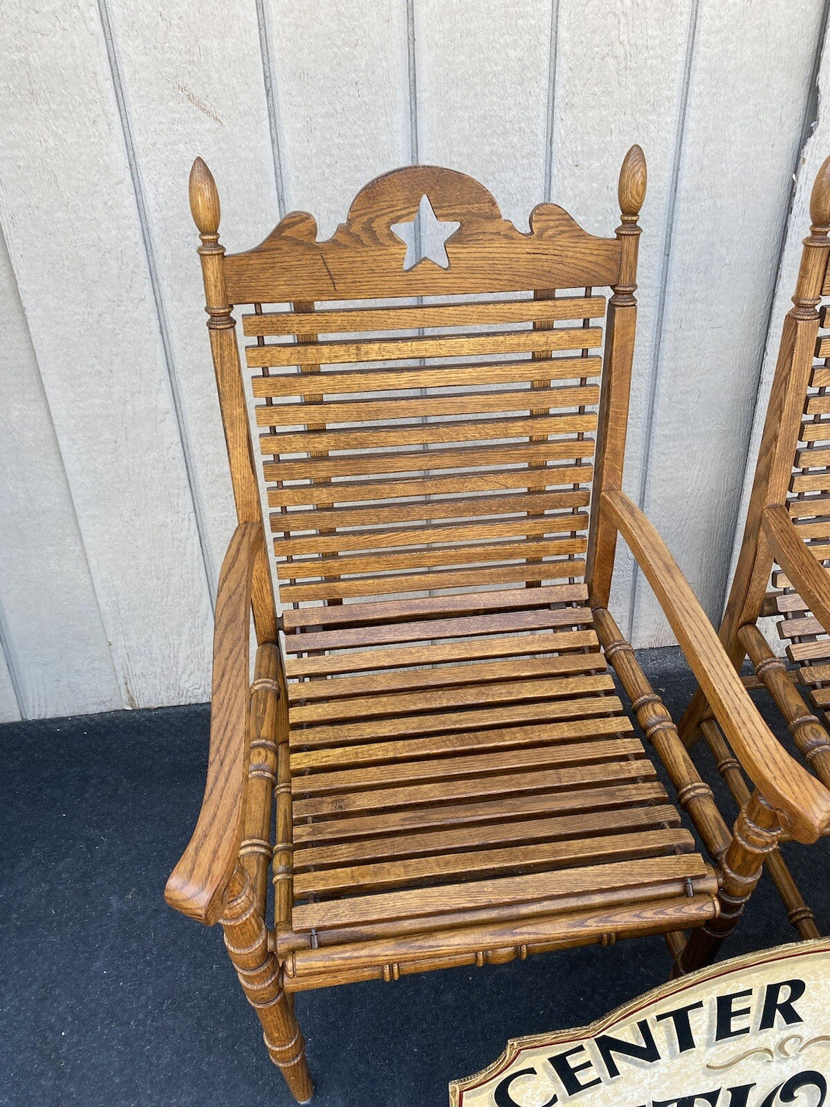 65524 Pair Oak Slate seat Chairs Chair s Armchairs
