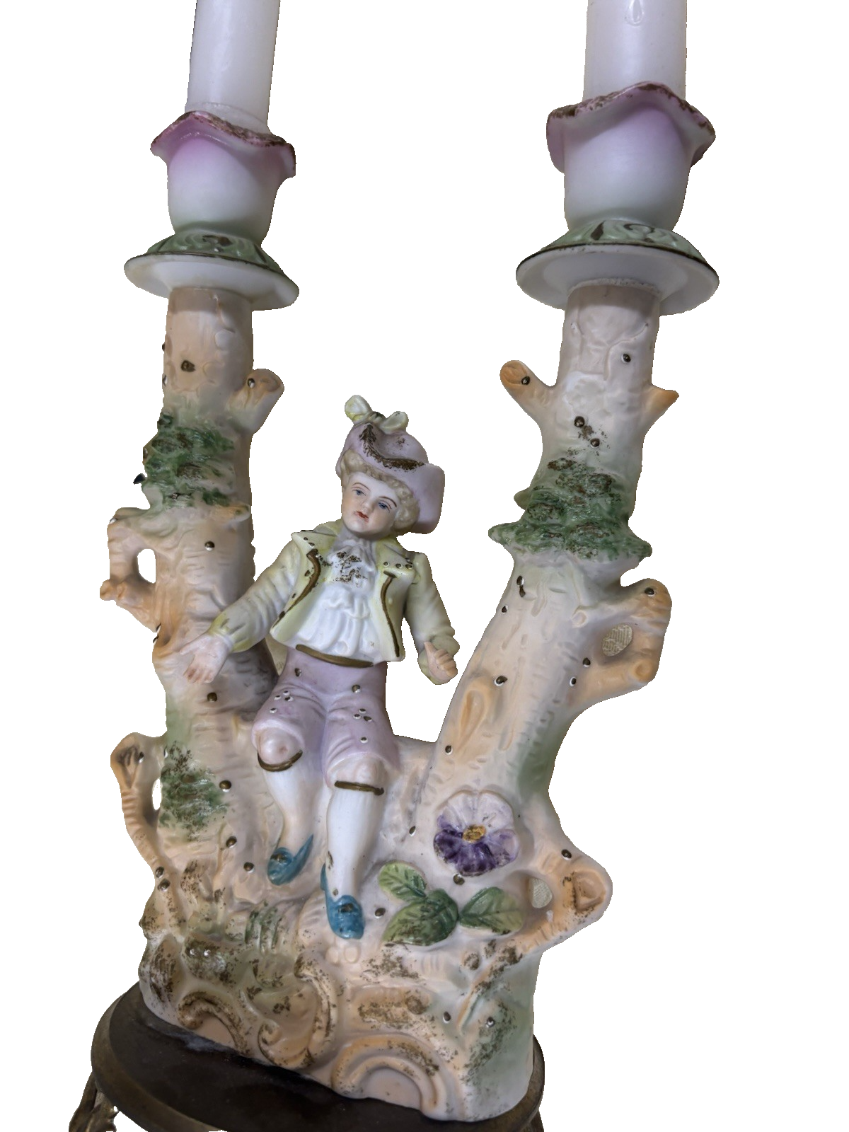 COL 01:       Pair Bisque Candelabra Figures