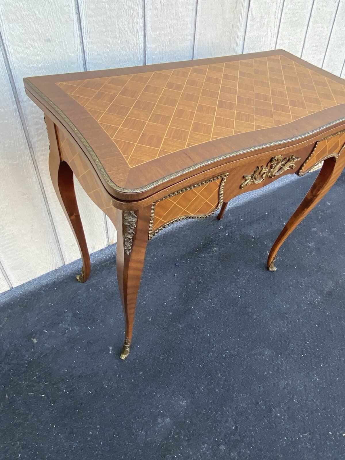 66255 French Country Louis XV Flip Top Game Table Bronze ormalu