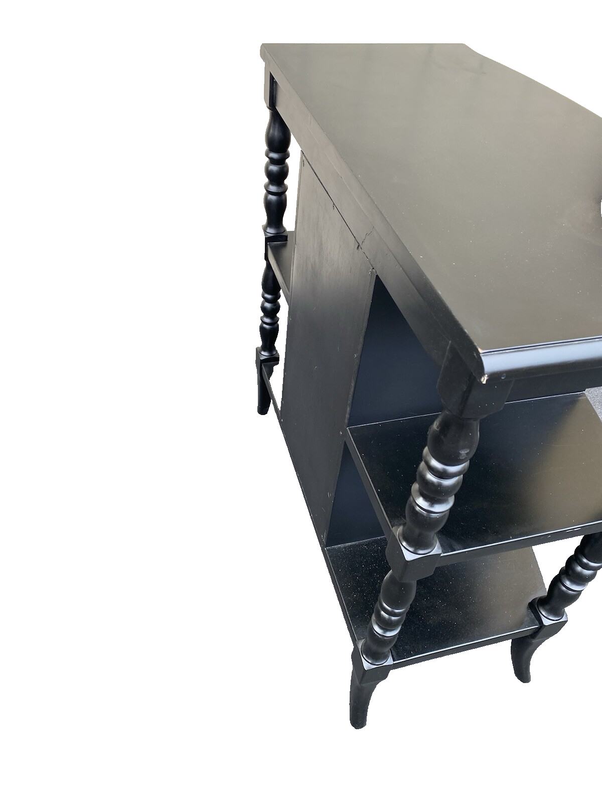 66147 Ebony Stenciled Decorator Shelf Sideboard Console Table Stand