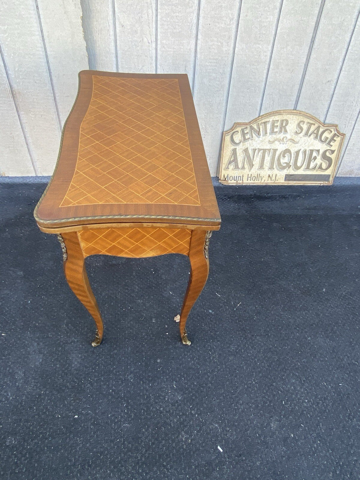 66255 French Country Louis XV Flip Top Game Table Bronze ormalu