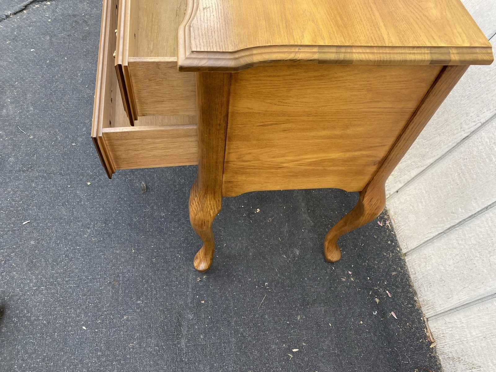 66623 Oak Low Boy Dresser Chest with Pull- Out extension