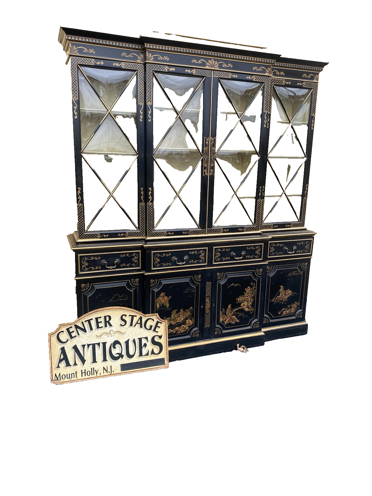 65944 Oriental KEN HILL Furniture Breakfront China Cabinet Curio