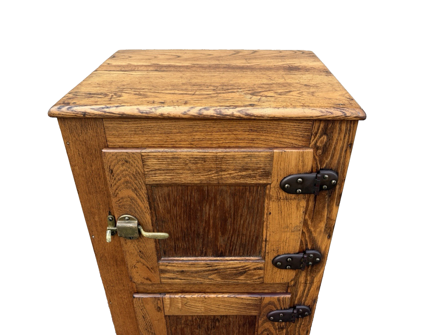 00001 Antique Victorian Oak 2 Door Ice Box Liquor Cabinet