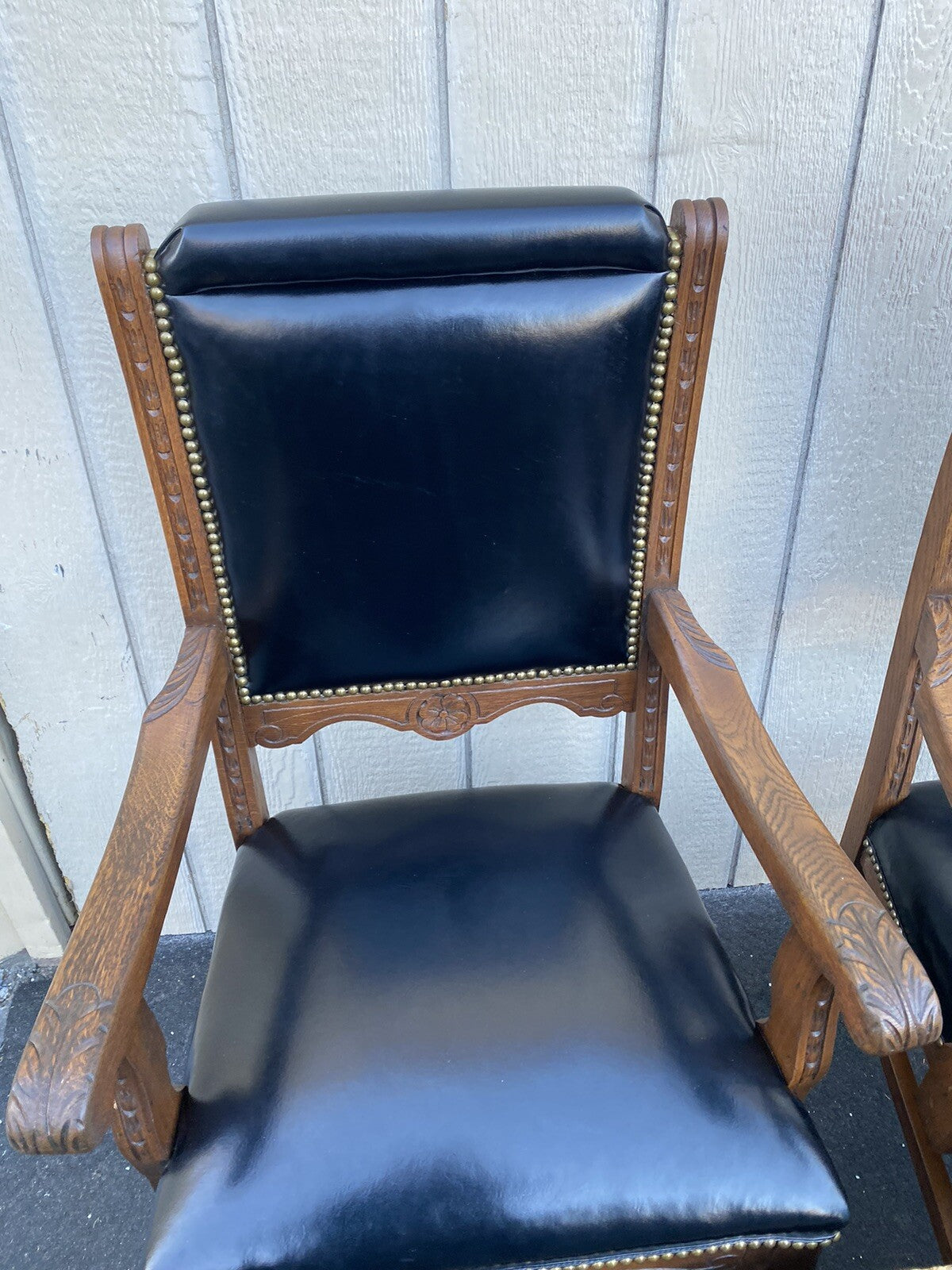 66265 Pair Antique Oak Armchair Dining Chair s