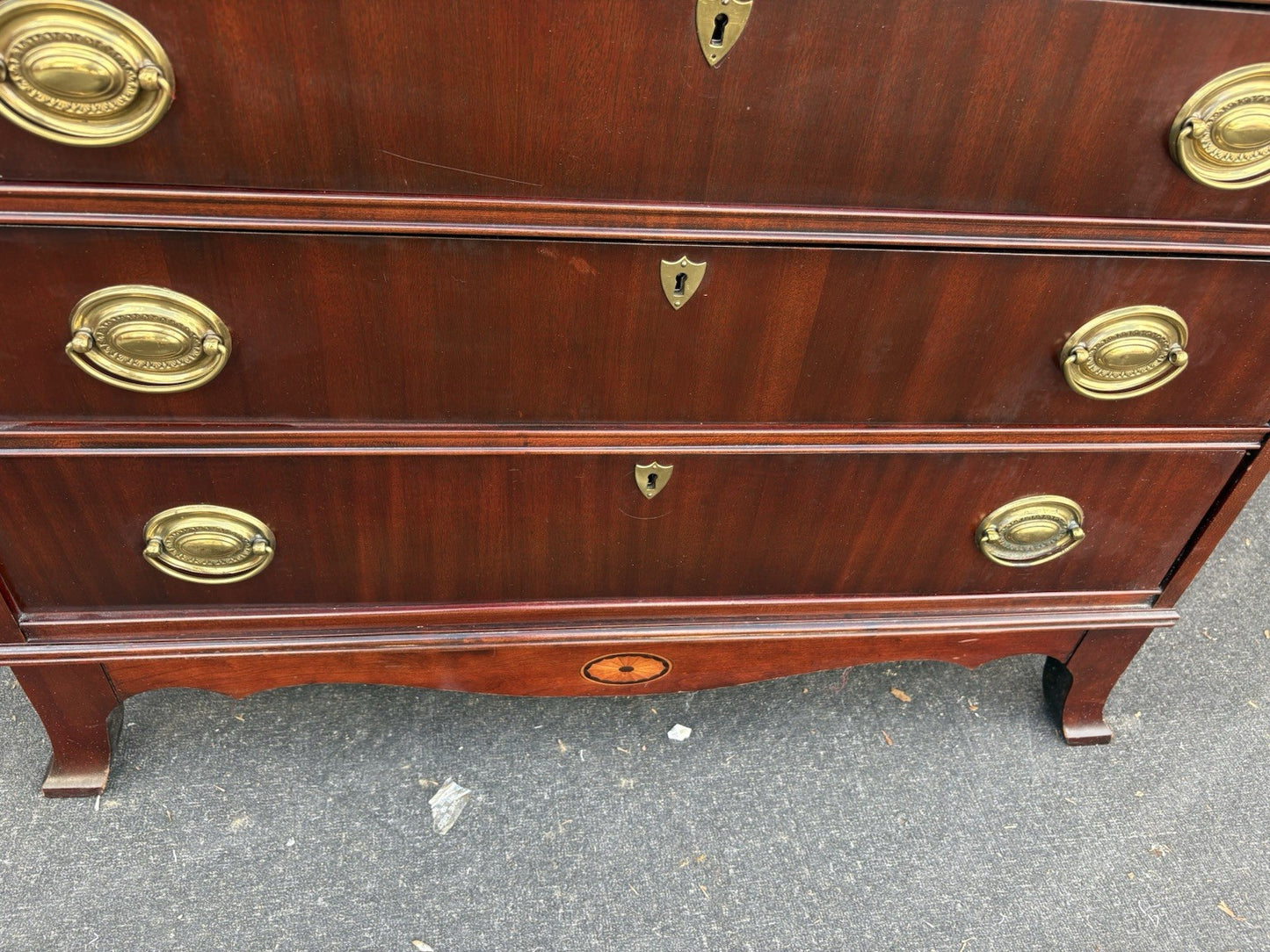 66641   Inlaid Mahogany Jasper Furniture Secretary Desk w/ Bookcase Top