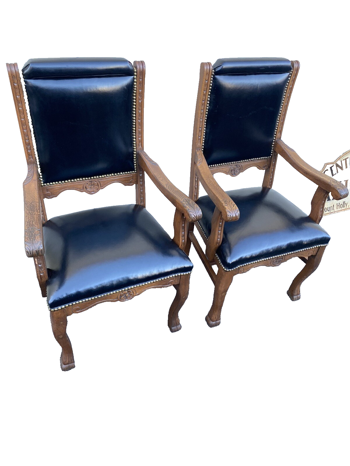 66265 Pair Antique Oak Armchair Dining Chair s