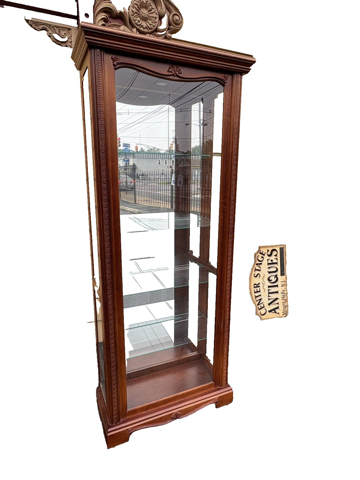 66688 Fancy 4 Door Side Loading  Mahogany Curio China Cabinet