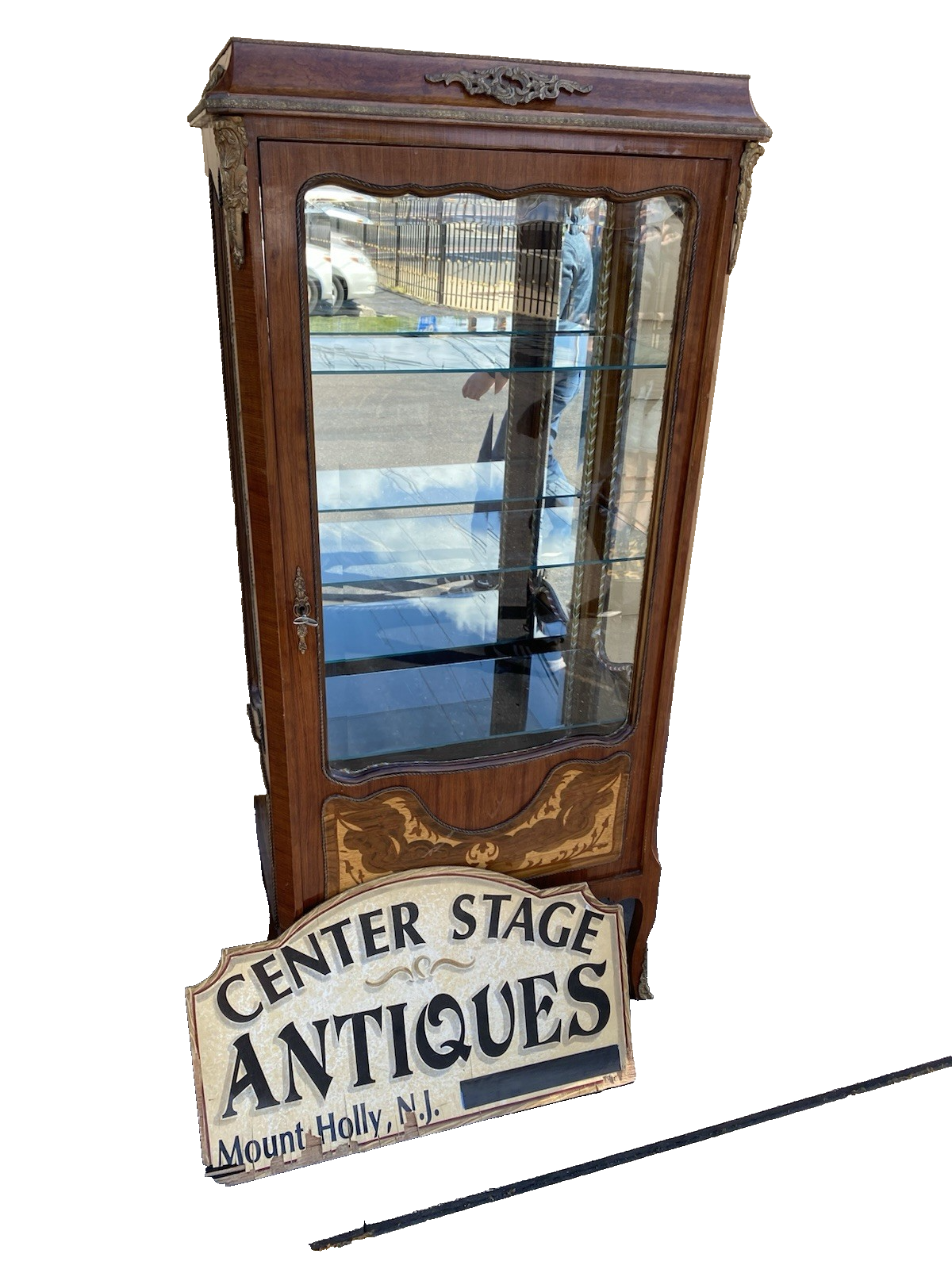 62143 Louis XV Inlaid Curio China Cabinet with Plate glass shelves