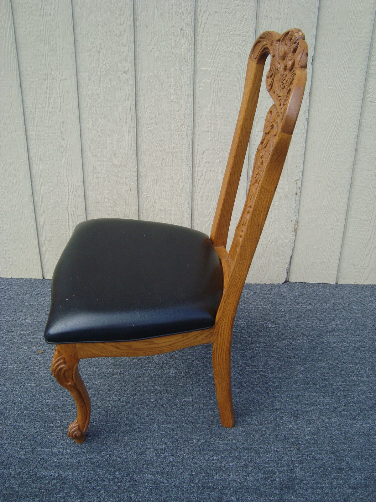 61327  Pair Solid Hand Carved Oak Dining Accent Chairs MONA LISA FURNITURE ??