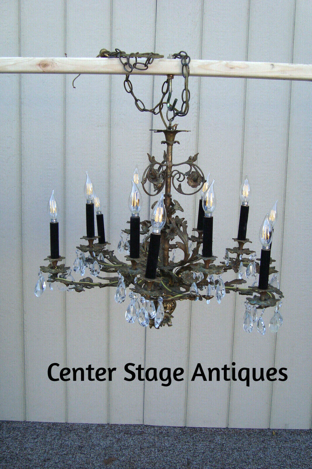 59685  BRONZE and Crystal Hanging Chandelier Light Fixture