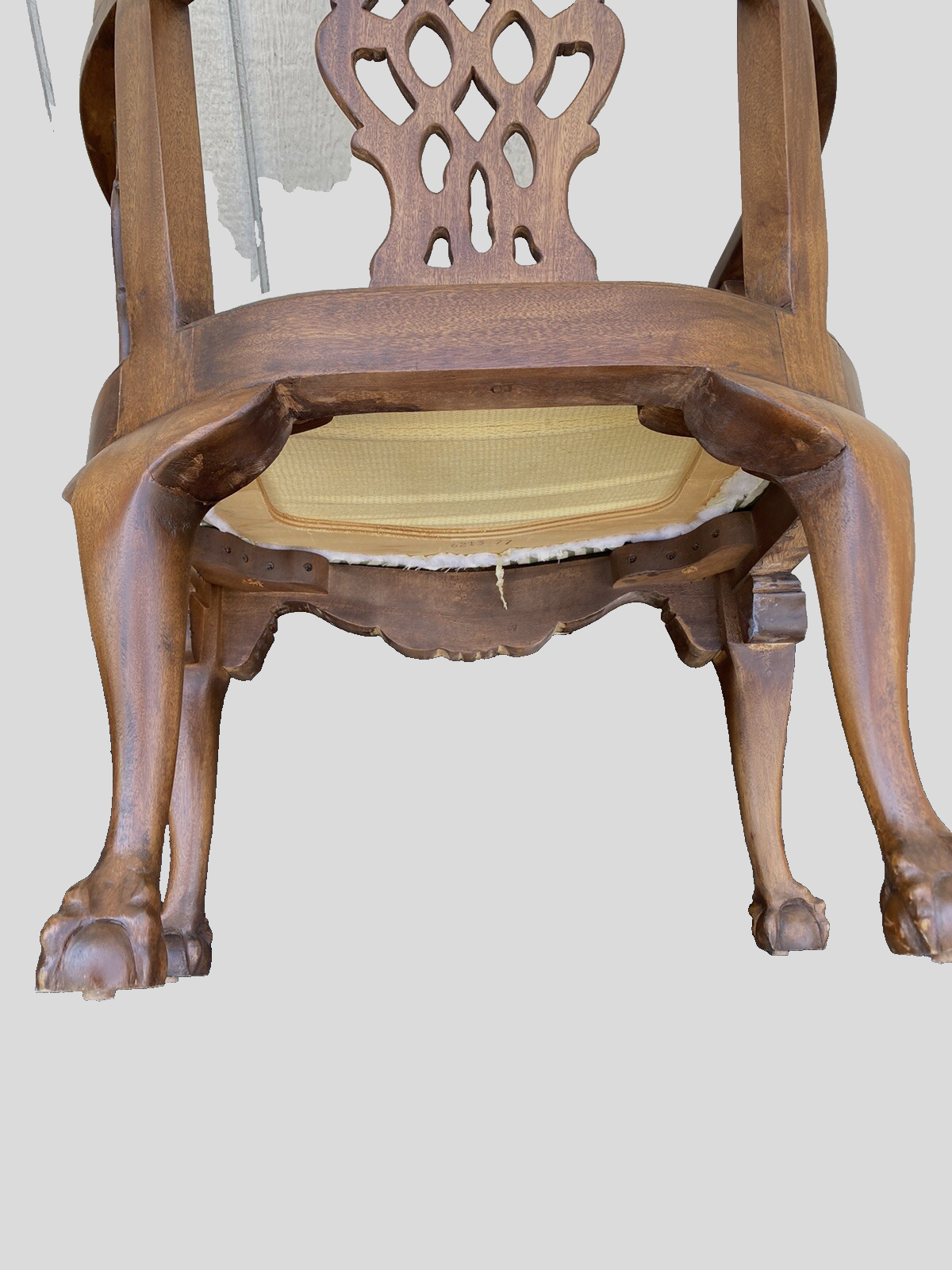 65492 + 65504: Pair Solid Mahogany Hand Carved Armchairs Chair s
