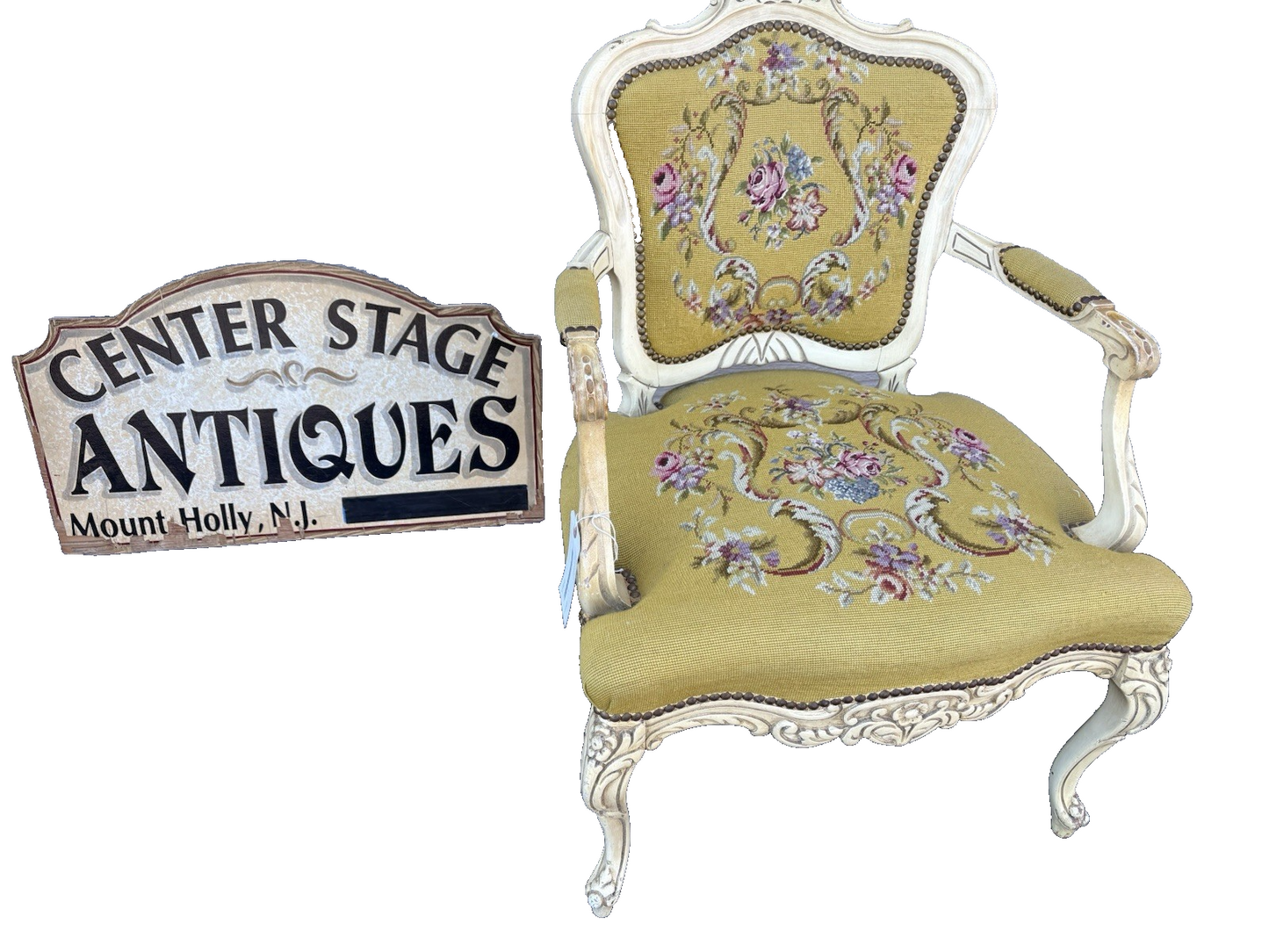 61829  Quality Floral Needlepoint Armchair Chair