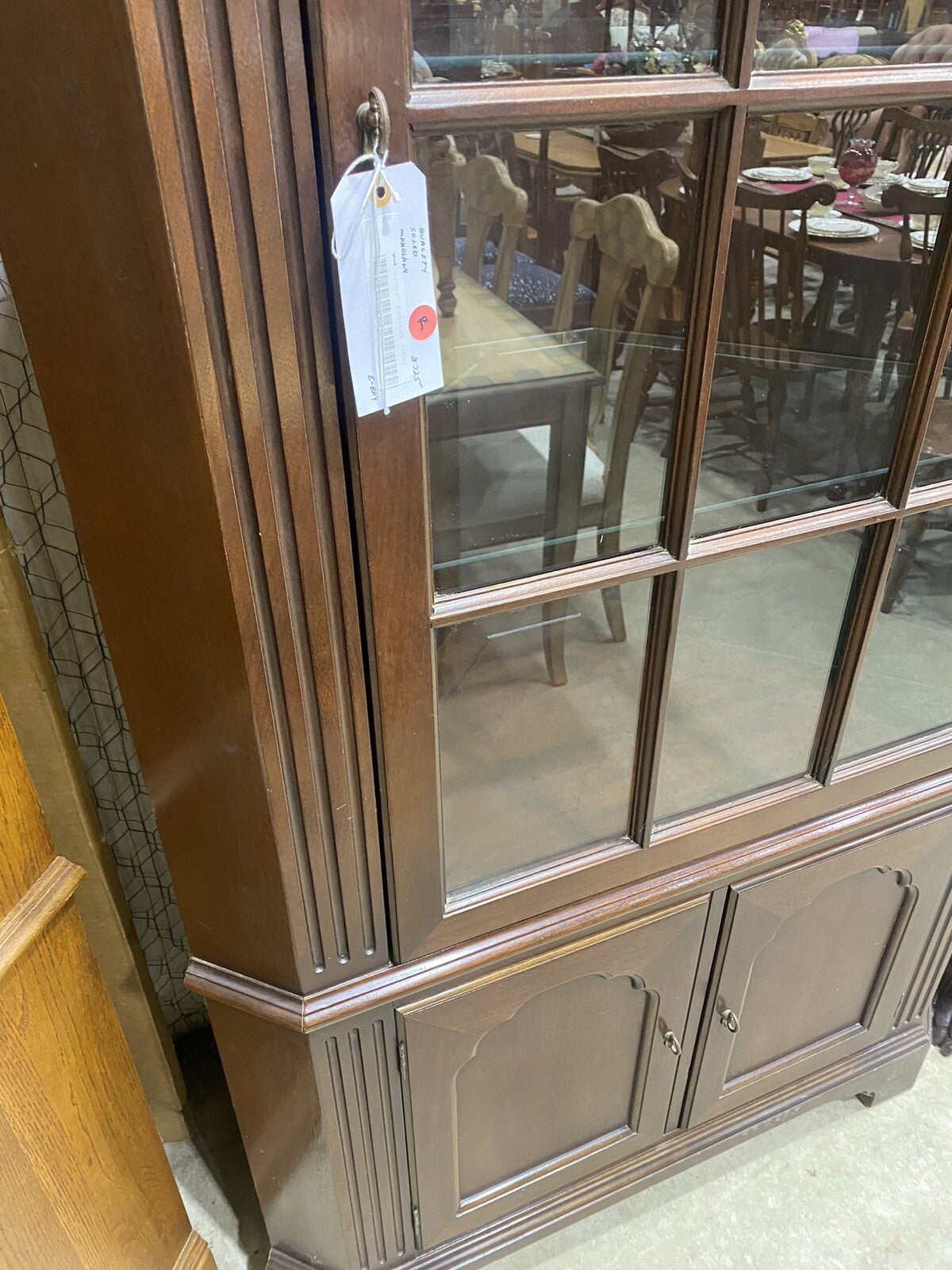 65051 Custom Hand Made Mahogany Corner China Cabinet Curio