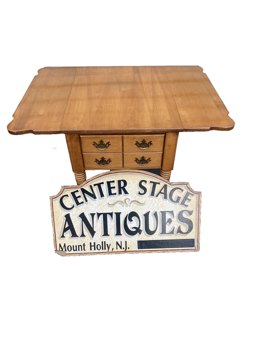 65794 Solid Maple Drop Side Pembrooke  Lamp Table Stand w/ Drawer