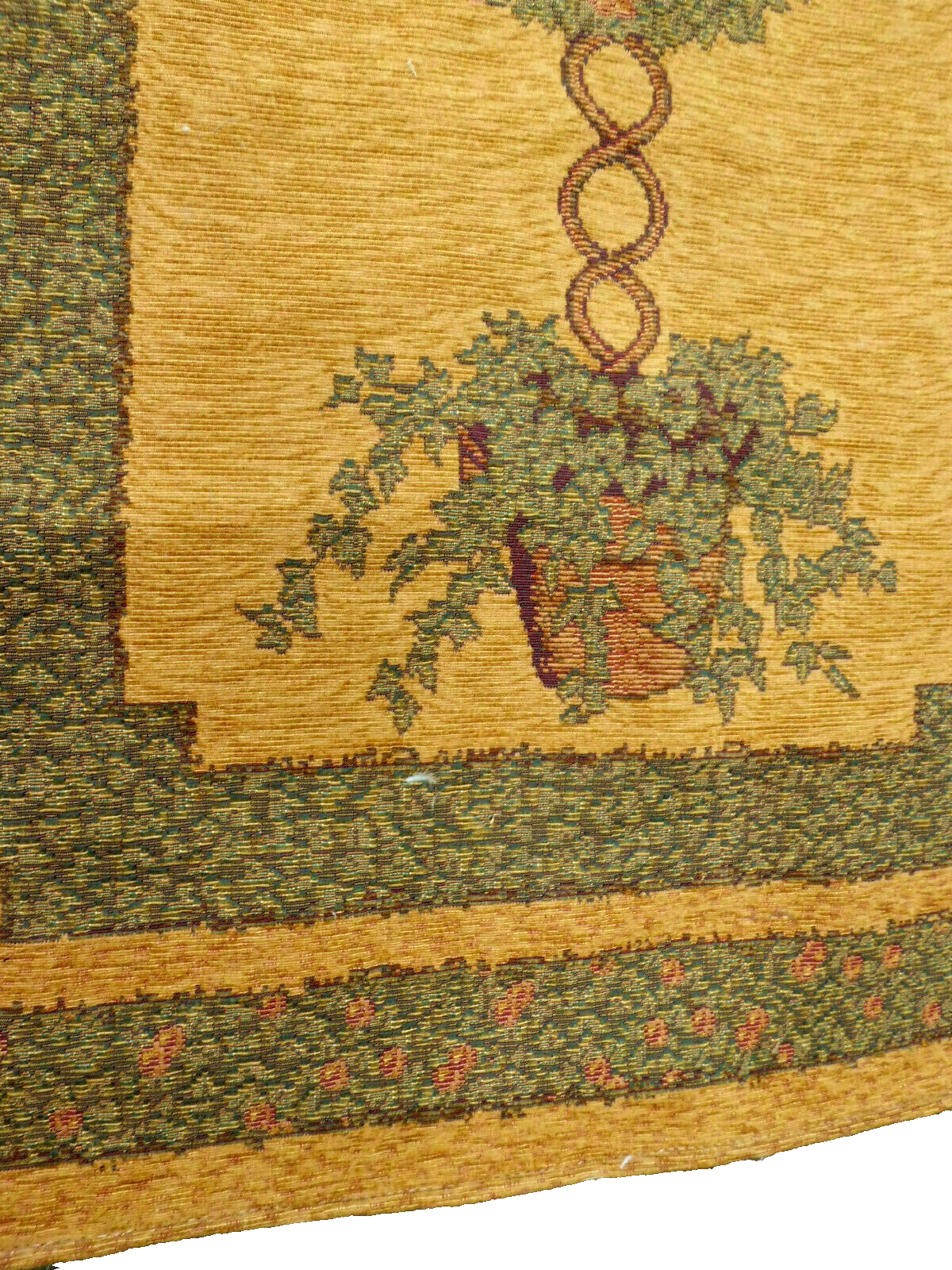 50416 Large Floral Tapestry Wall Decoration with Wood Rod  + Brass Finials