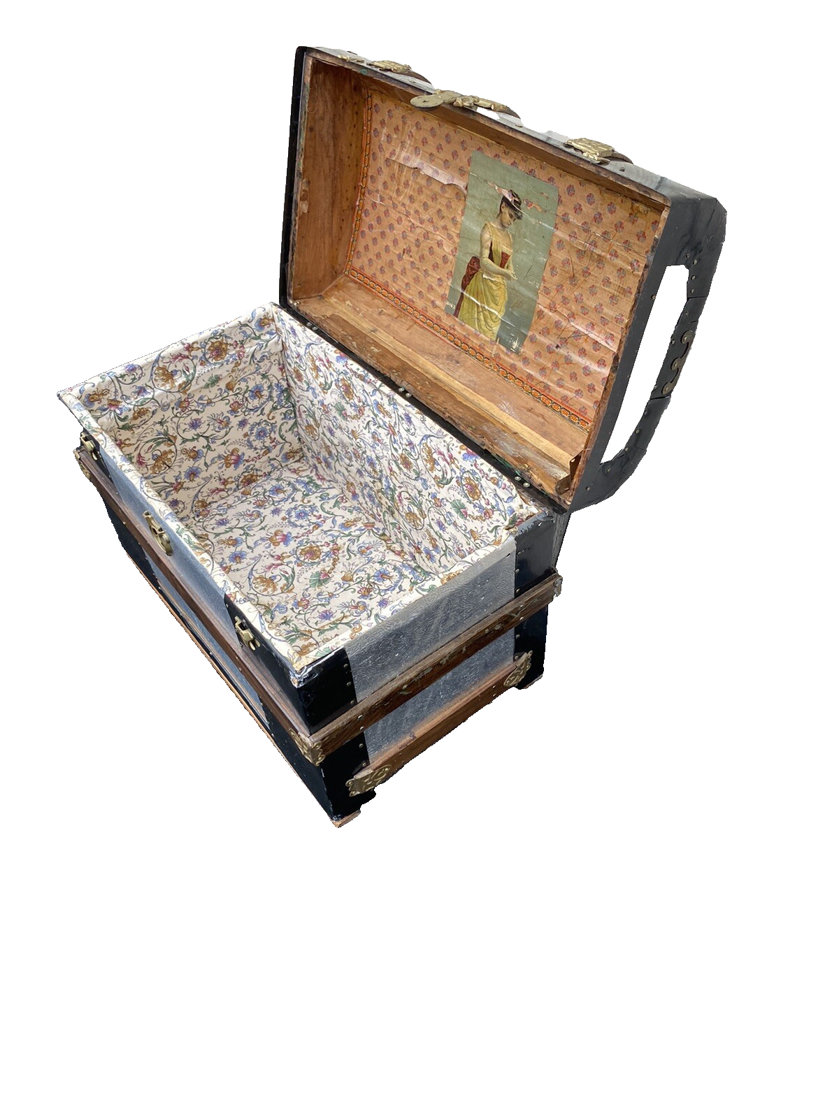 66220 Antique Dome Top Trunk Blanket Chest Storage Chest