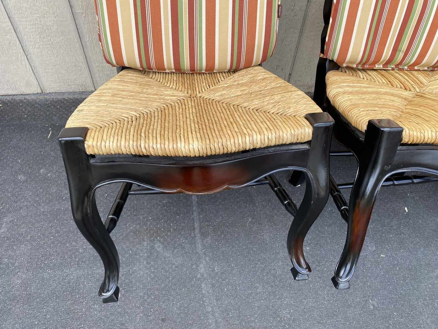 65624 Set of 4 Ebony Rush Seat Dining Chairs Chair s