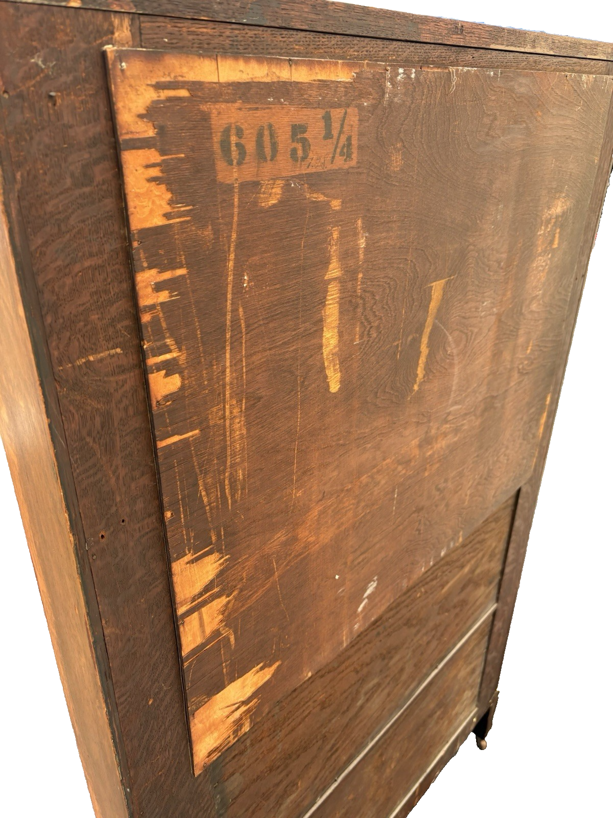 66717 Antique Victorian Oak Bow Glass Curio Cabinet + Serpentine Glass Door