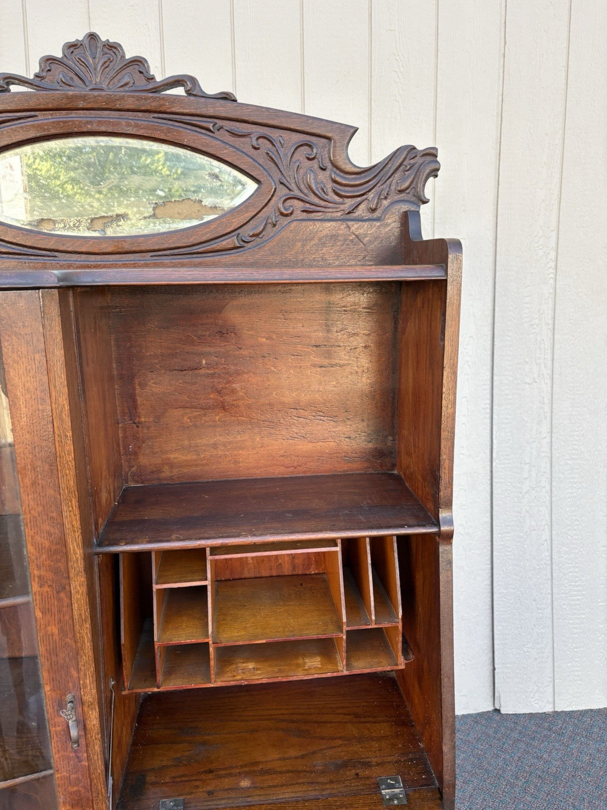 66770 Antique Victorian Oak Side by Side Desk with Bookcase