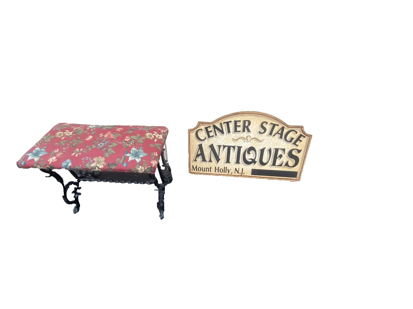 65104   Antique Iron Window Bench Seat Stool