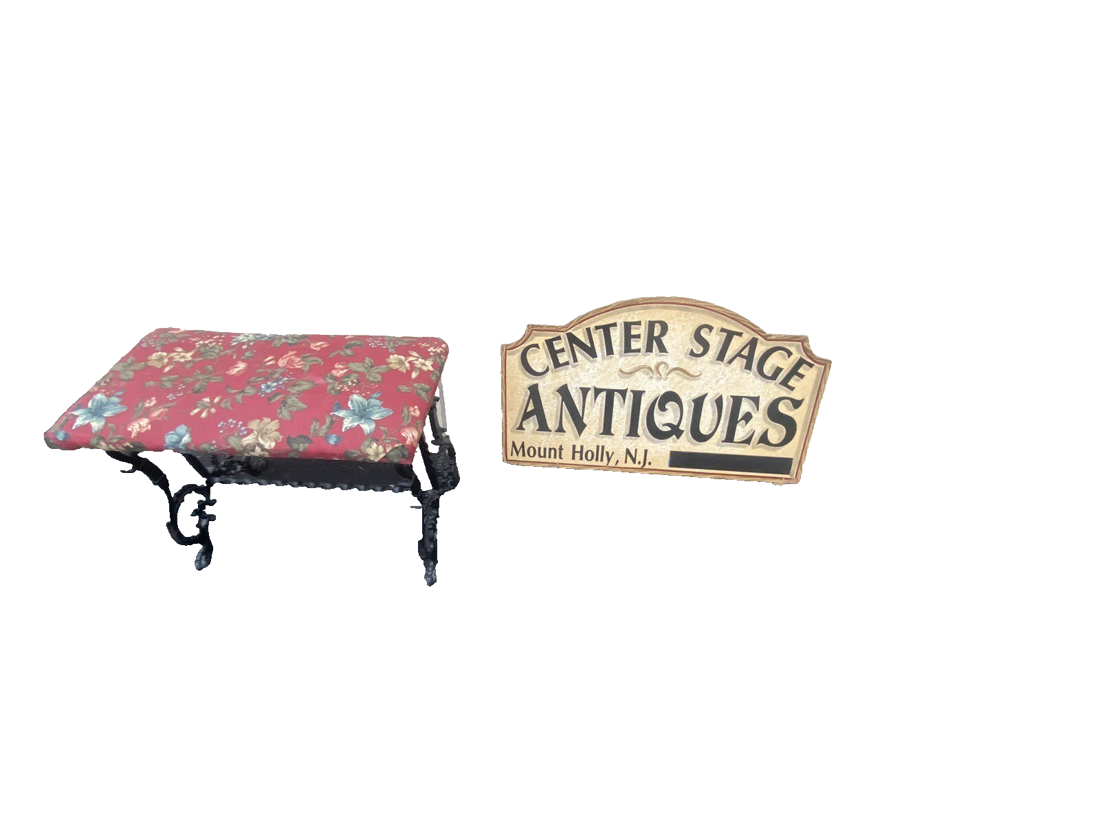 65104   Antique Iron Window Bench Seat Stool