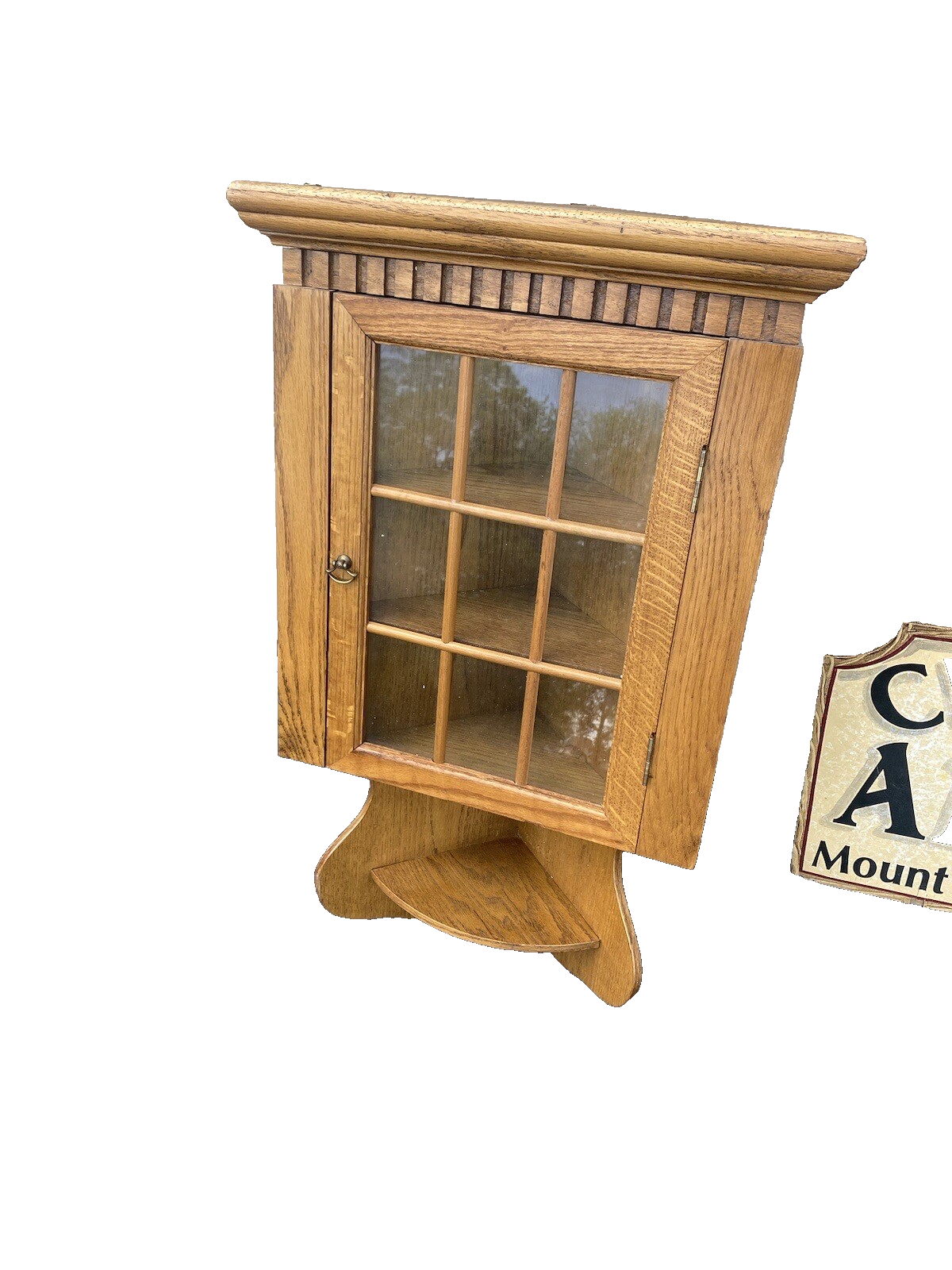 64451 Oak Corner Wall Hanging Shelf Cabinet