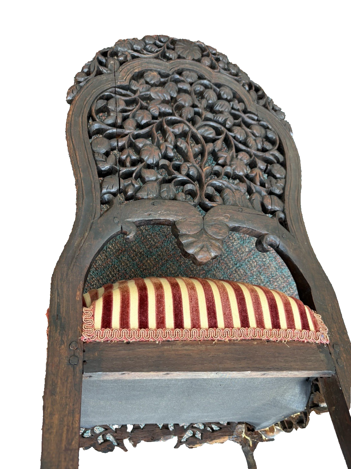 00001 ANTIQUE Oriental Hand carved Side Chair