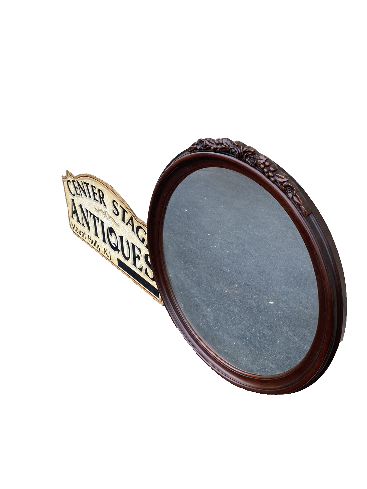 65177 Solid Mahogany Hand Made Oval Mirror