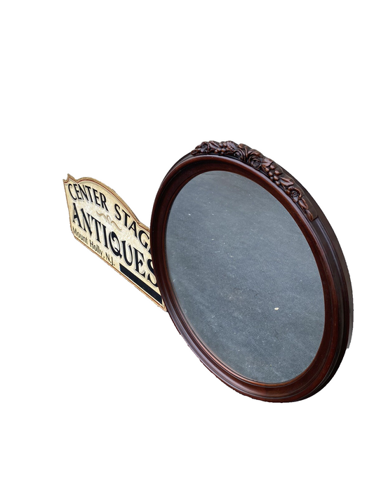 65177 Solid Mahogany Hand Made Oval Mirror