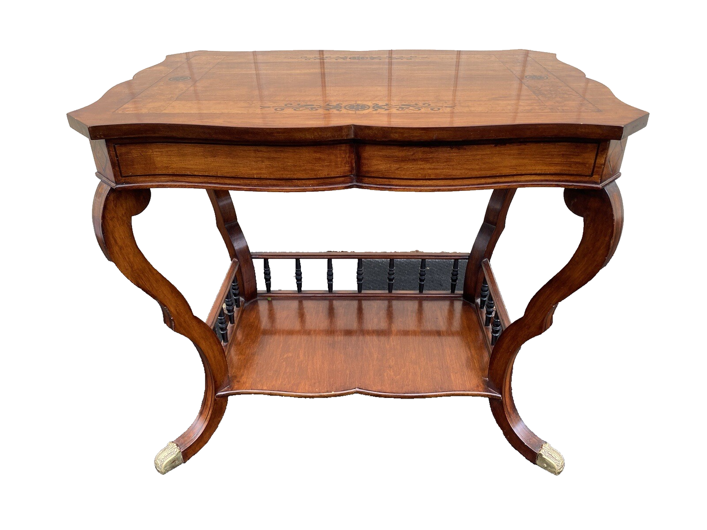 64857 CUSTOM Made Inlaid Table with Drawer