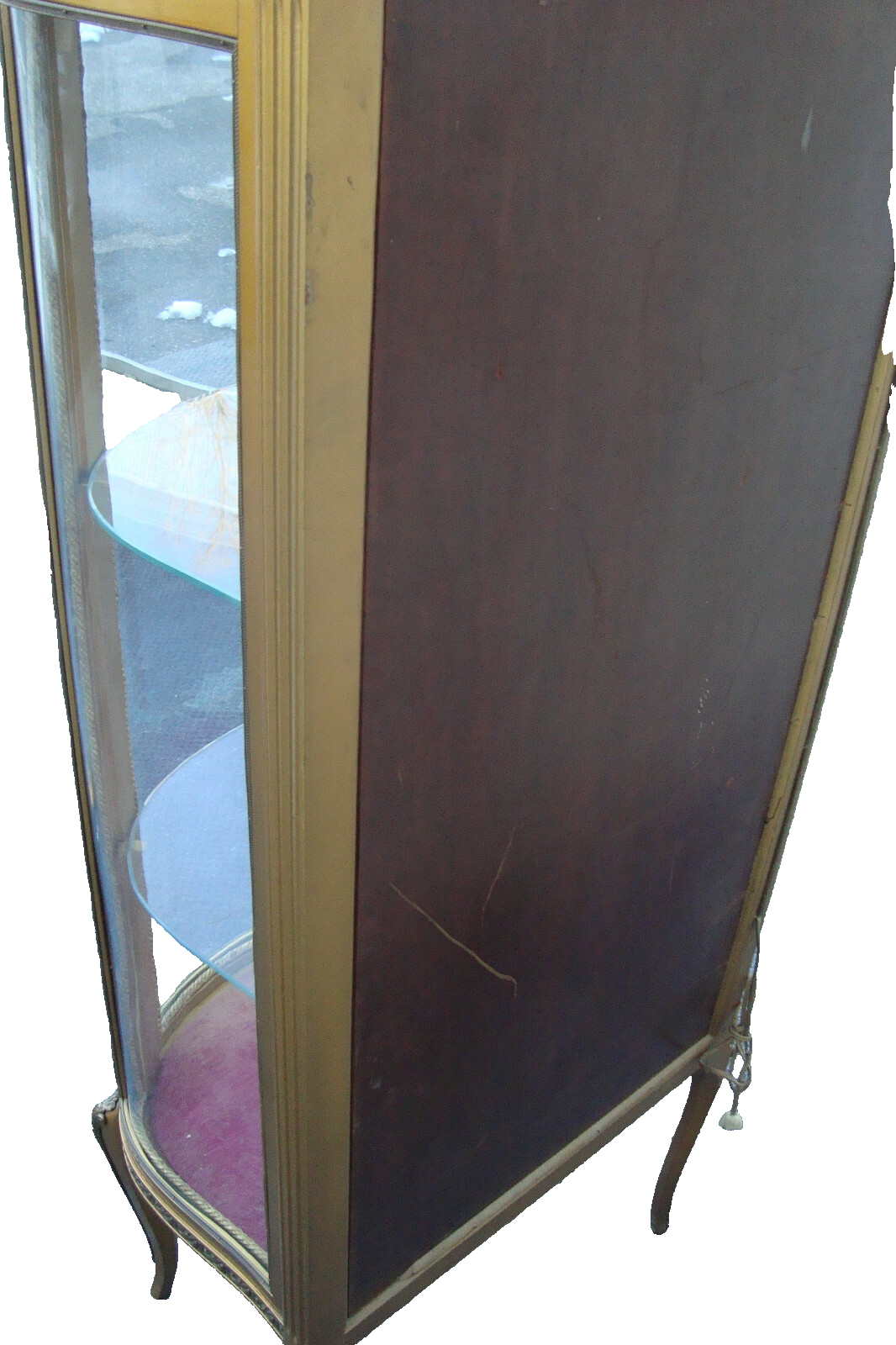 61738 Gold Bow Glass Lighted Curio Cabinet Etergie