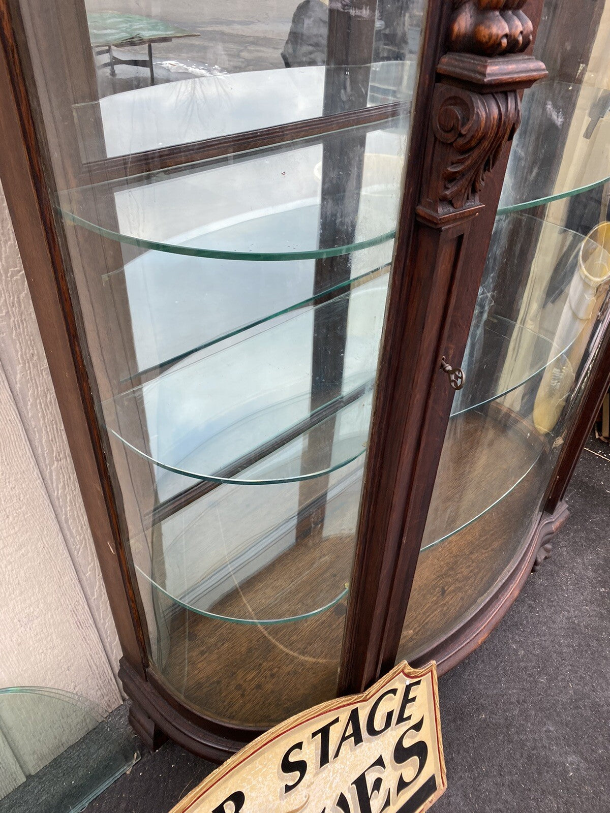 66152   Antique Victorian Lion Headed China Cabinet Curio