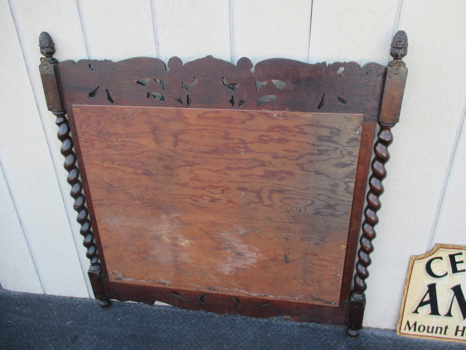 64039   Antique Oak Hand Made Mirror with Cherub Carvings