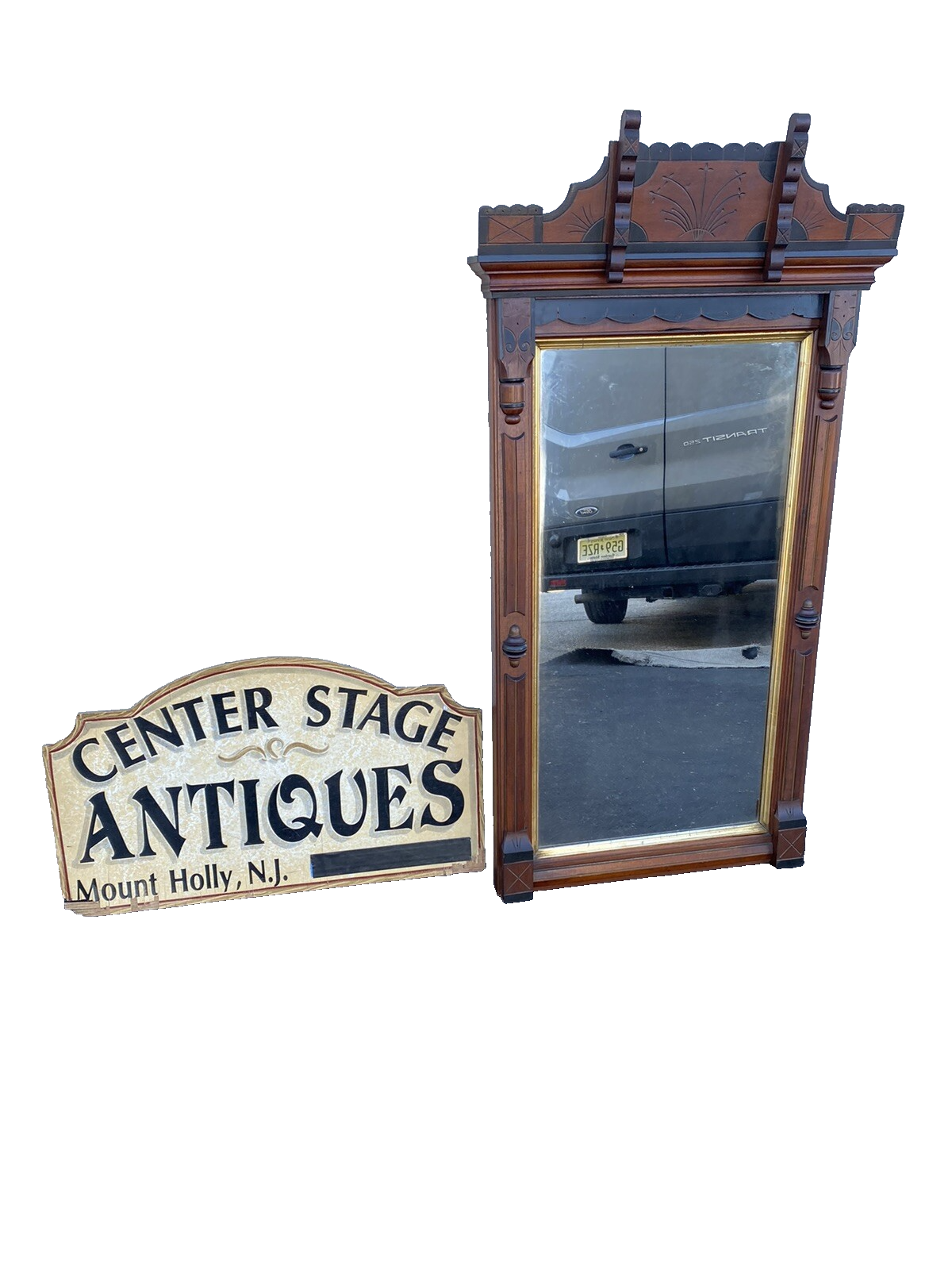 66313 Antique Victorian Walnut Mirror