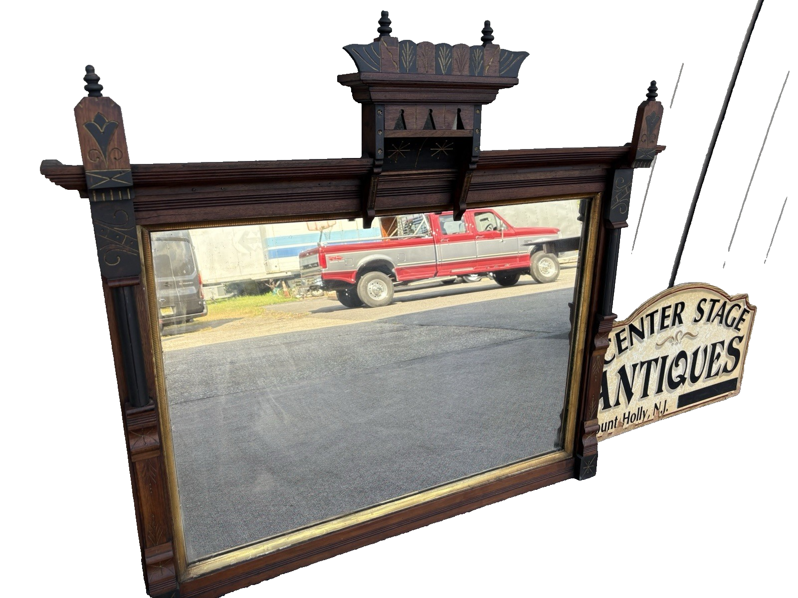 66967 Antique Victorian Walnut Mirror