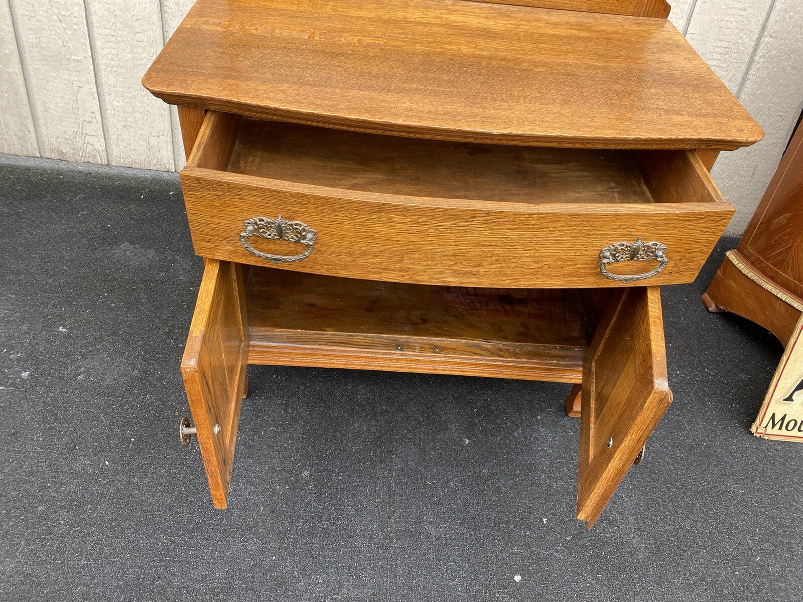 65145   Antique Victorian Oak Washstand Dresser