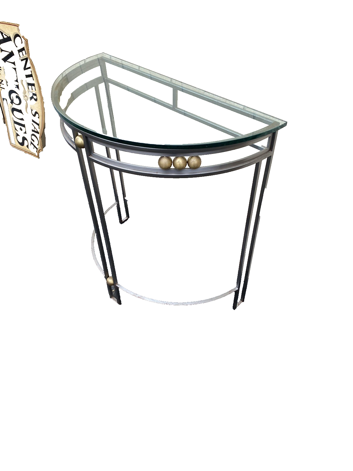 65275 Glass Top Iron Console Table Stand