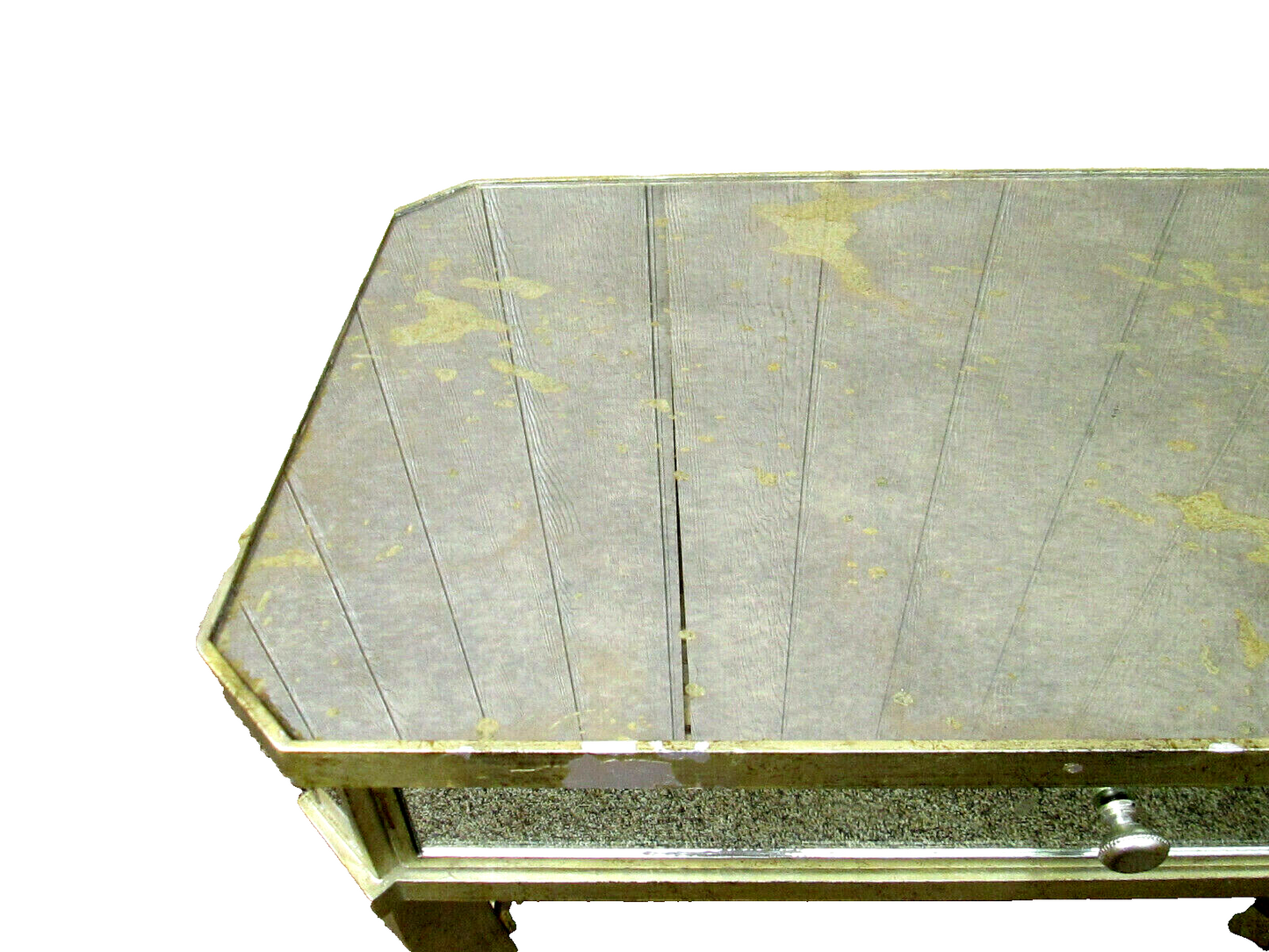 54541 Mirrored MID CENTURY Modern Glass Lamp Table Stand w/ Drawer Nightstand