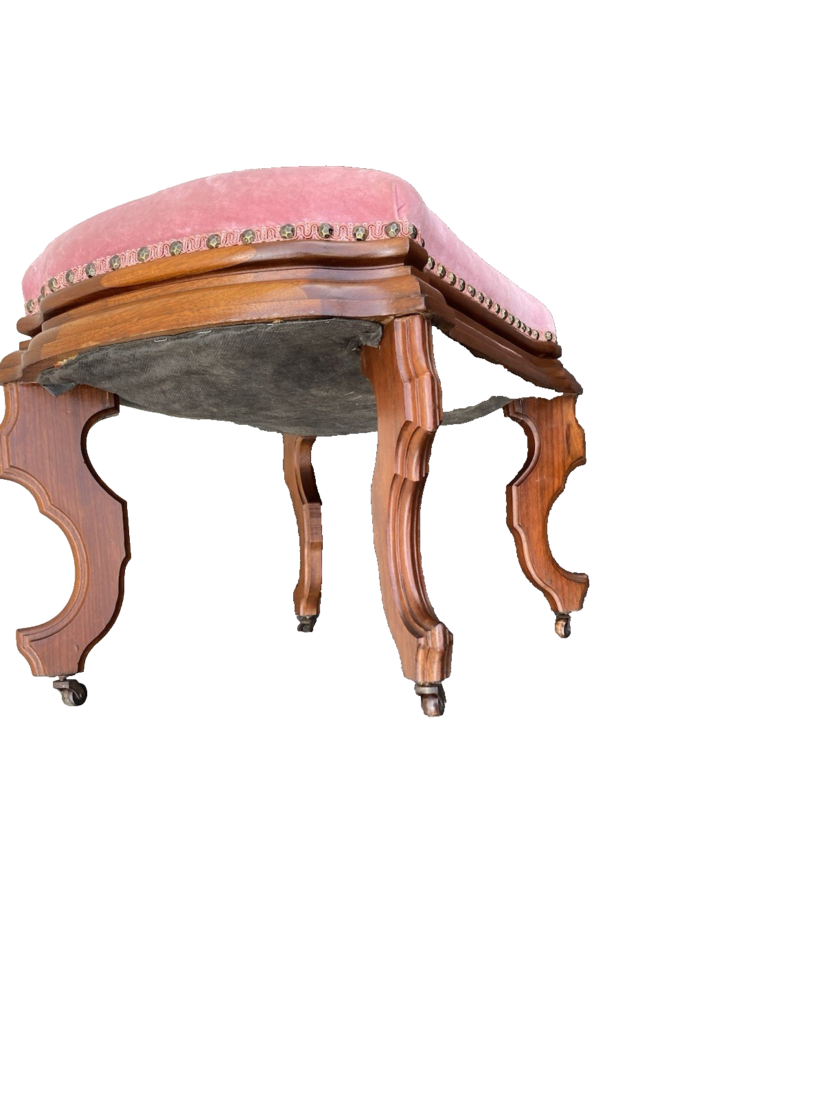00001 Antique Victorian Walnut Footstool Ottoman Stool