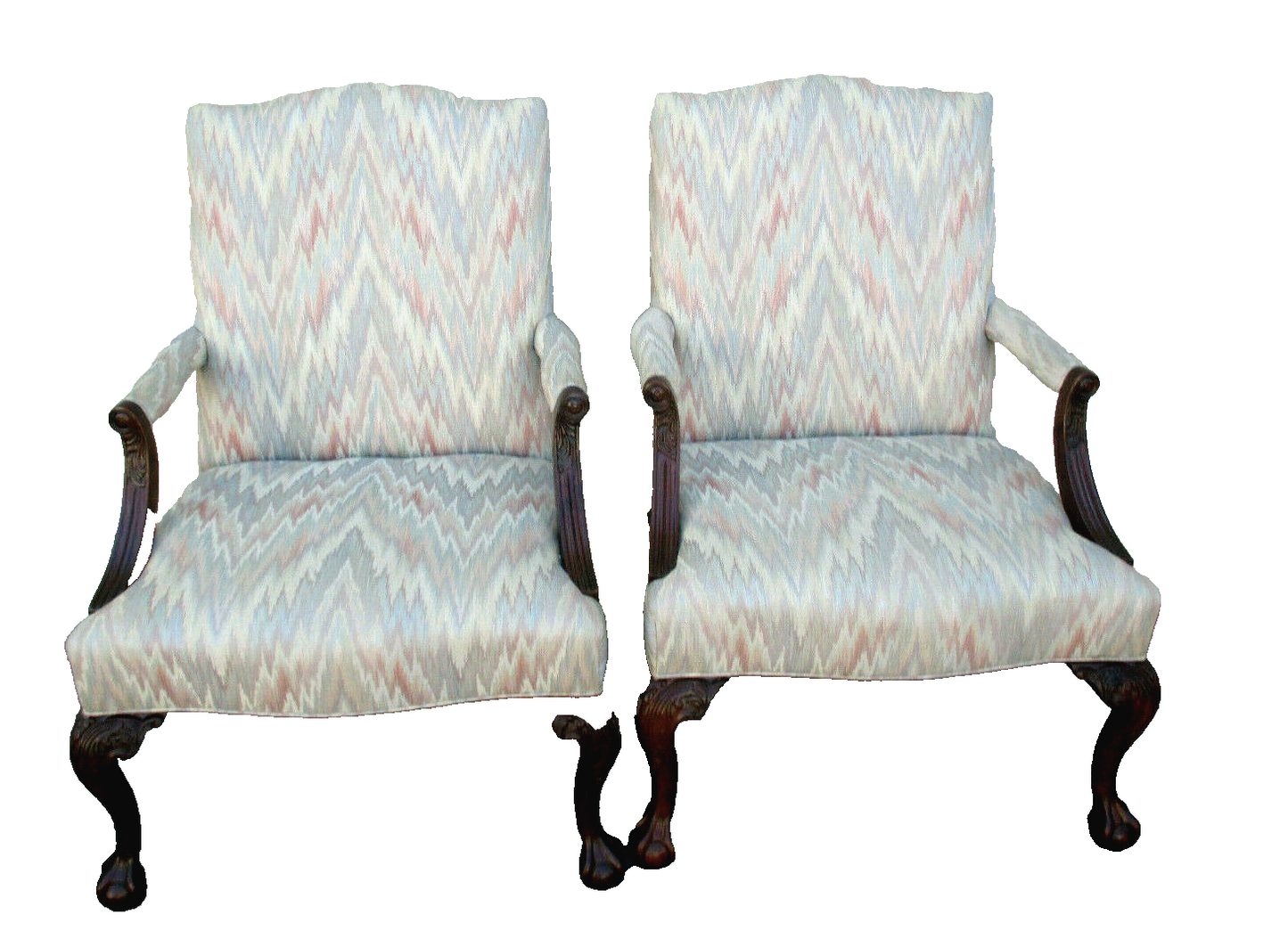 62465 Pair SHERRILL Furniture Chippendale  Armchair Chairs