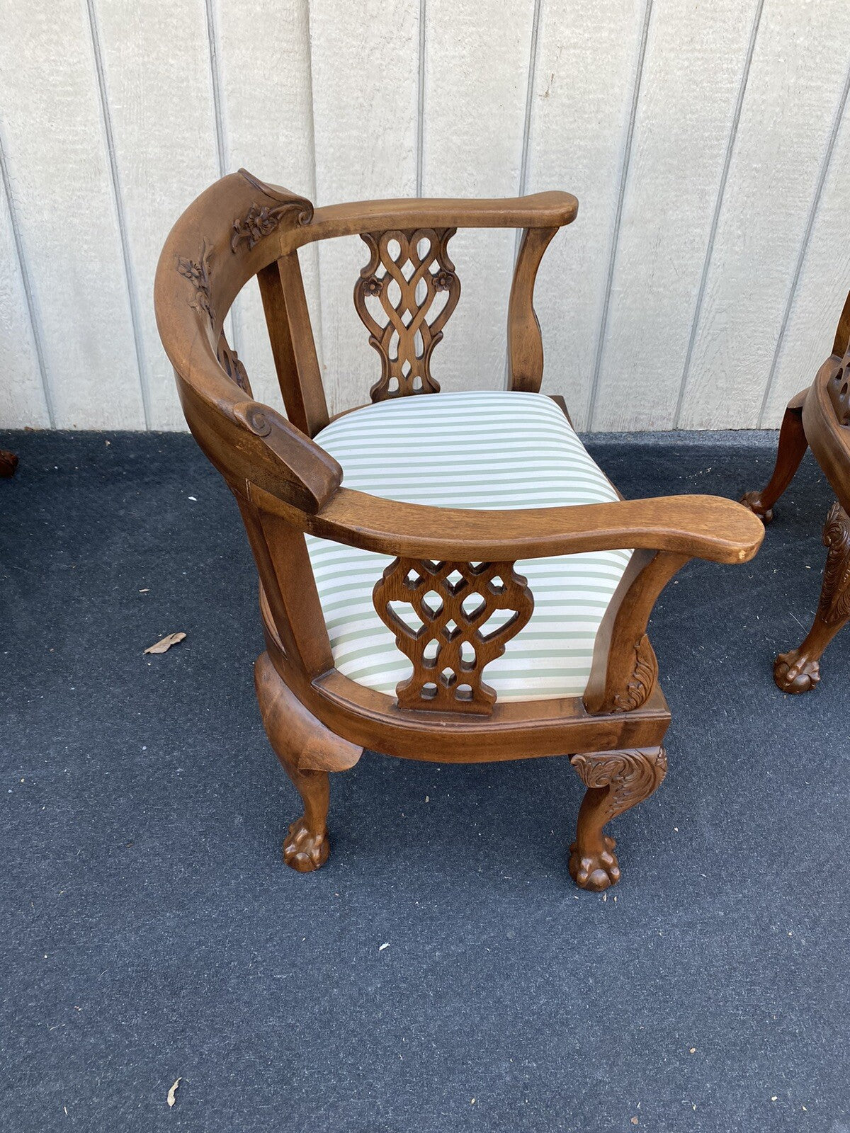 65492 +  65504 :   Pair Solid Mahogany Hand Carved Armchairs Chair s