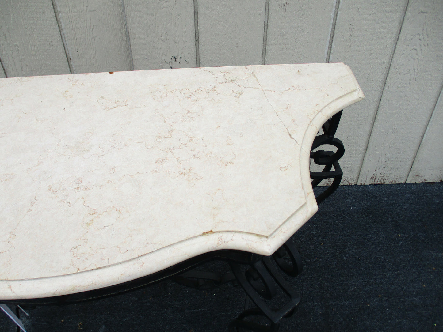 62809 Marble Top Console Table w/ Iron Base