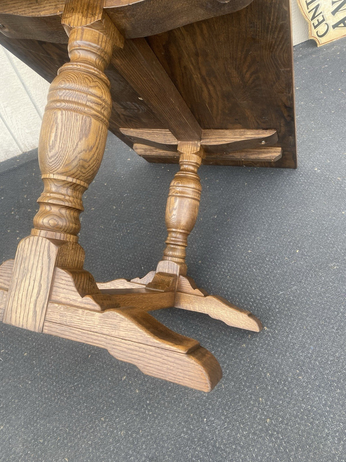 66523   Solid Oak Double Pedestal Trestle  Dining Table