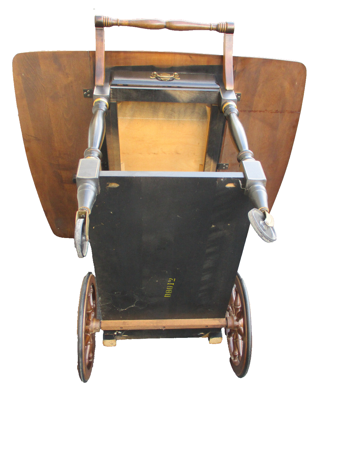 64308 Stenciled Solid Maple Tea Cart Bar Cart with Wheels