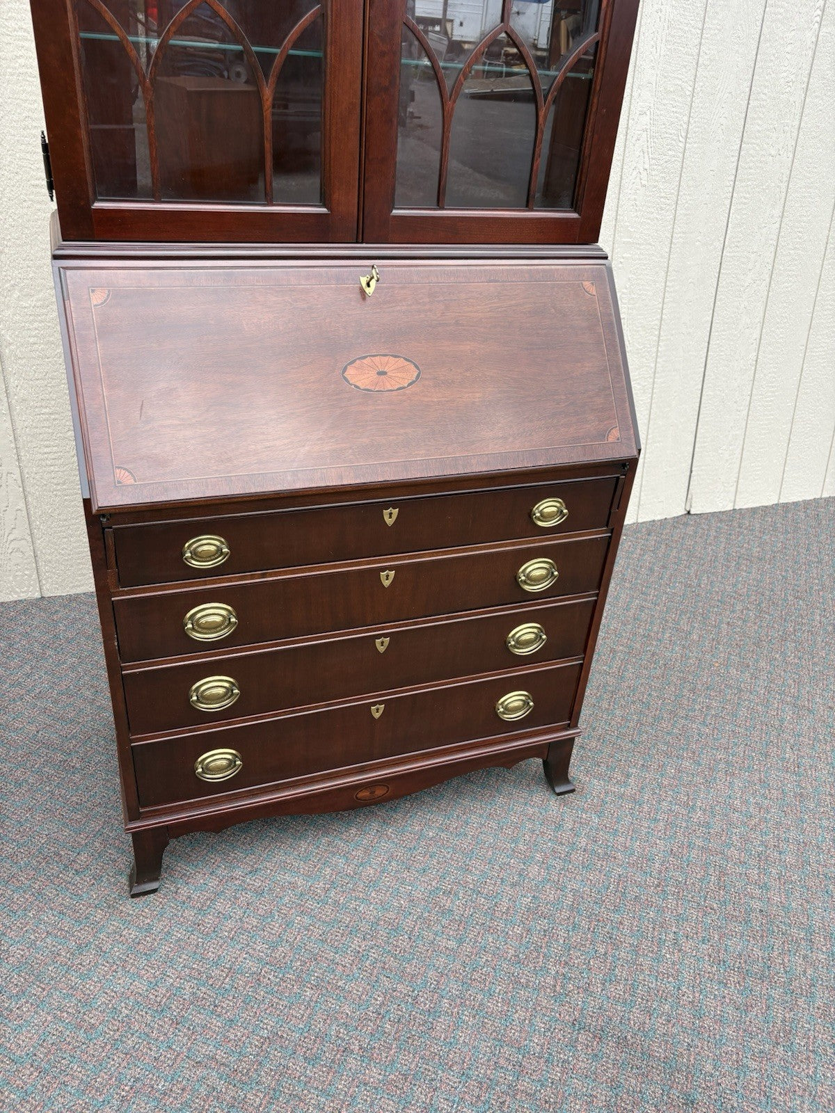 67138 JASPER Furniture Inlaid Secretary Desk w/ Bookcase Top