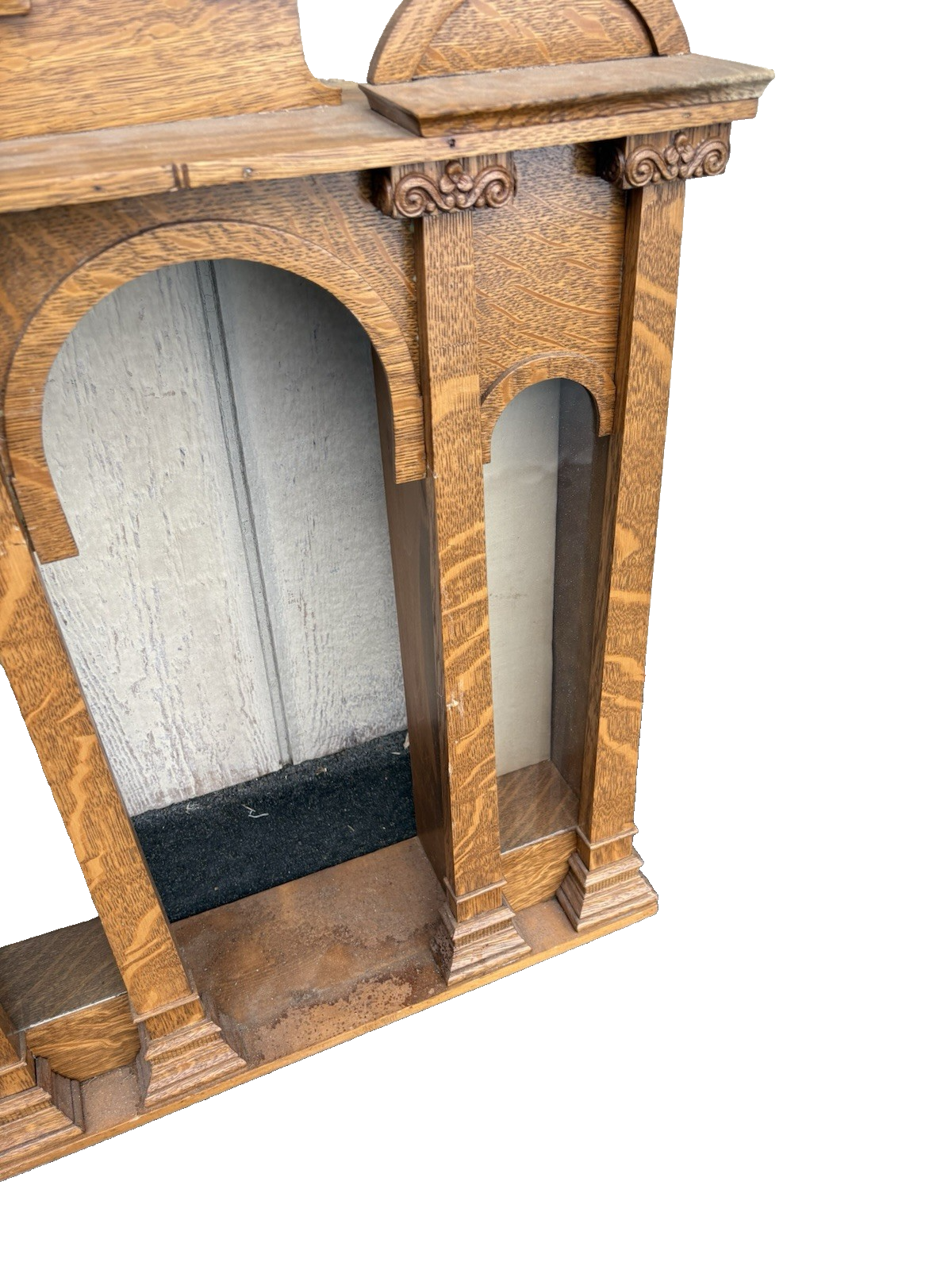 00001 Antique Oak Whatnot Wall Shelf Curio