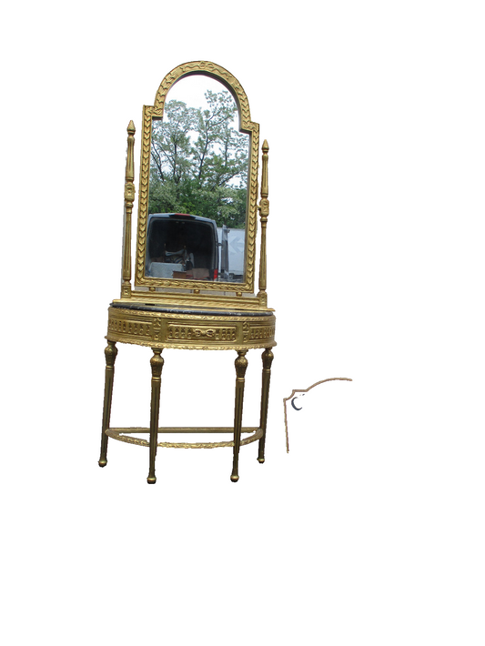 64439 Gold Decorator Console Table with Mirror